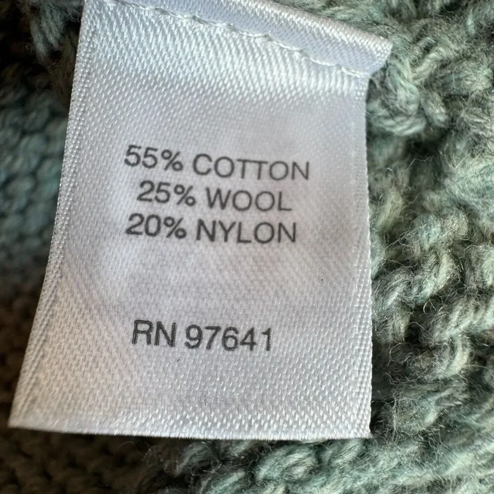Pure Jill LARGE Wool Cotton Blend Textured Sweater Blue Pocket Pullover Cozy